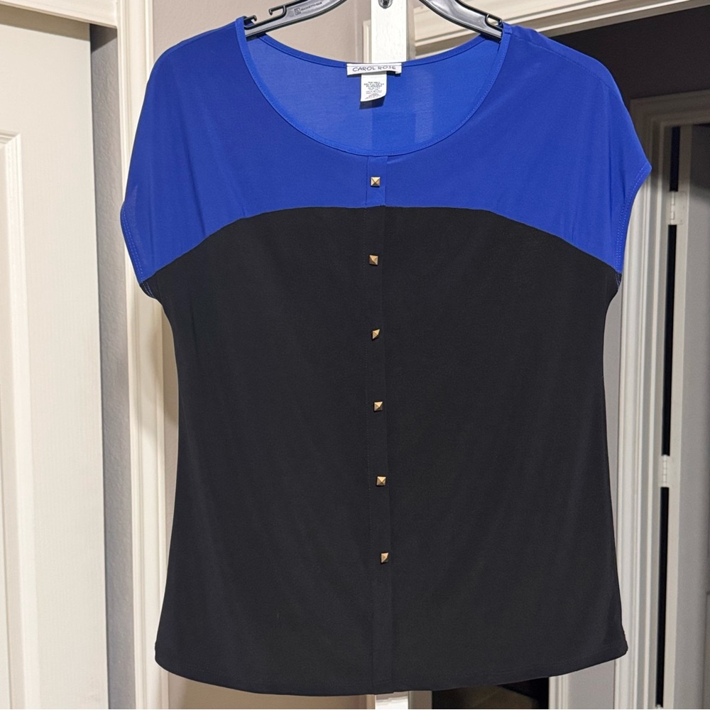Carol Rose Women's Royal Blue and Black Blouse
